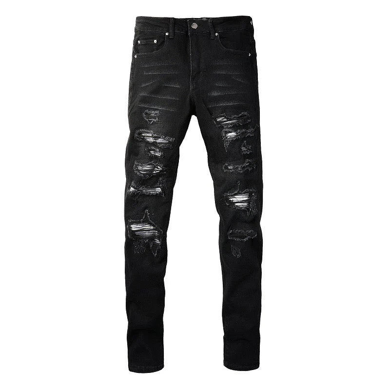 Grey Patch Jeans