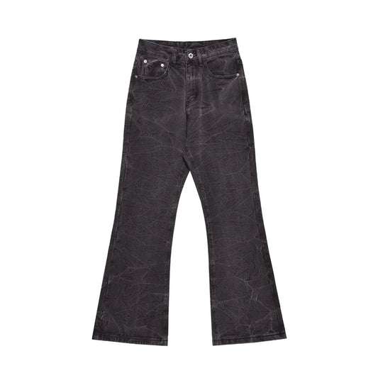 Crack Wash Flare Jeans