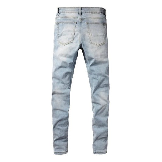 Light Leather Patch Jeans